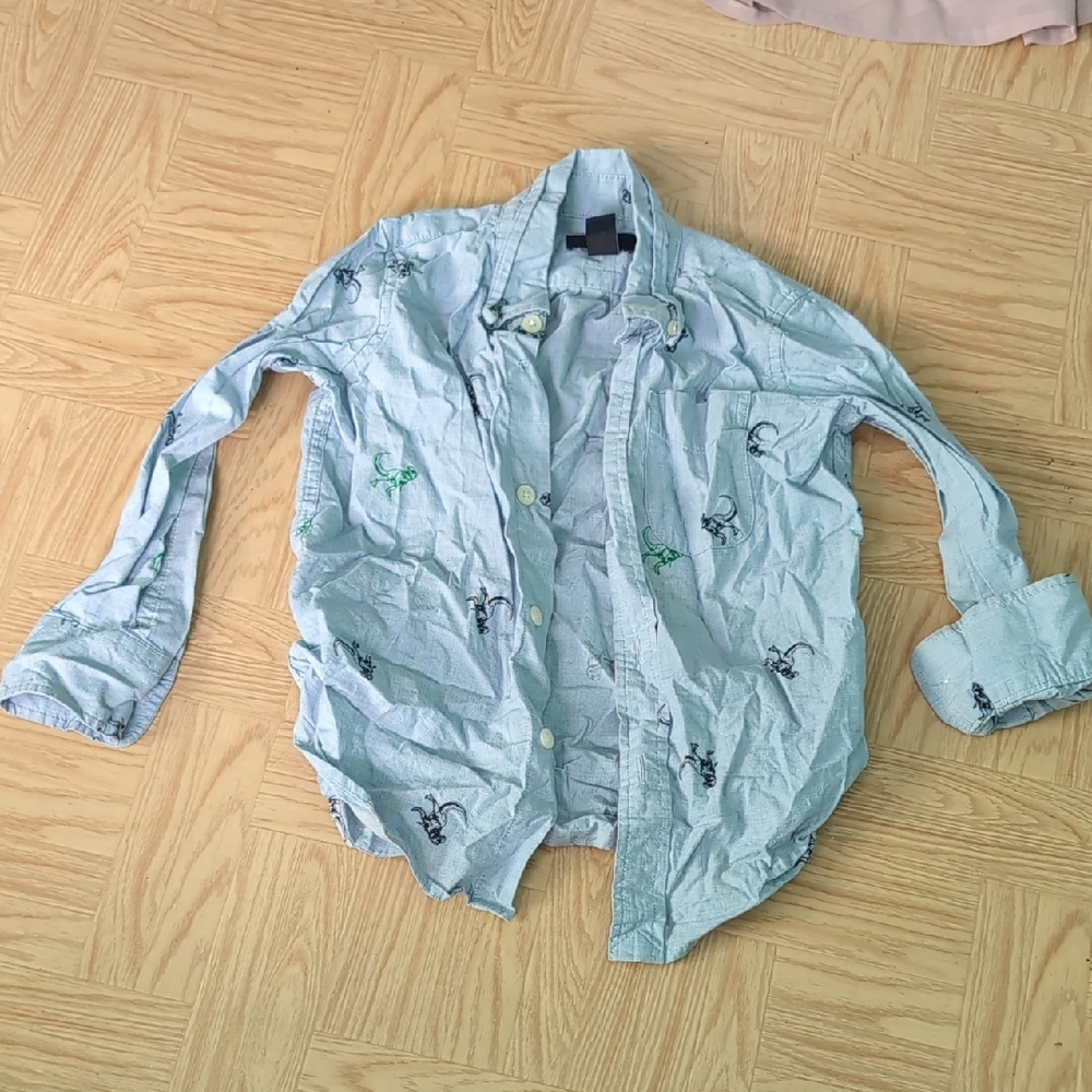 Gap Kids Blue Dinosaur Button Down Top